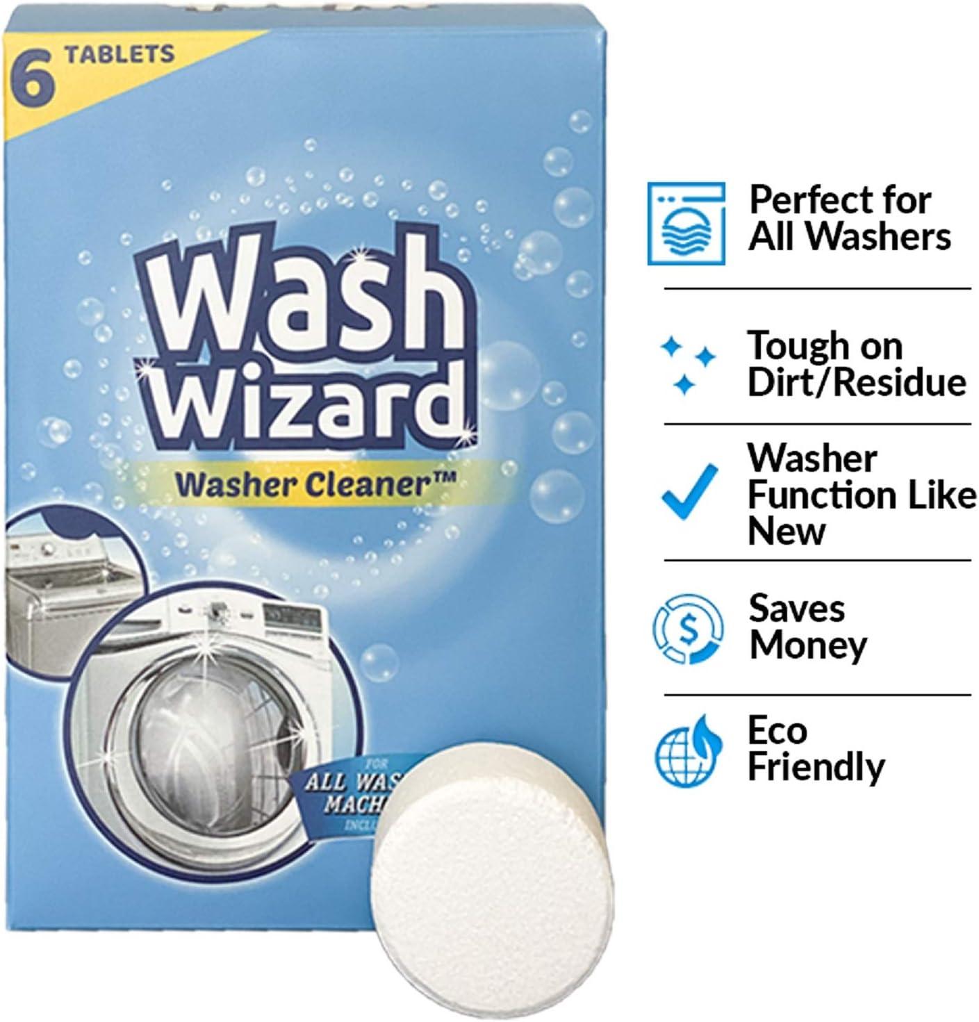 WASH WIZARD Washing Machine Cleaner White 6 Tablets, Cleans Front
