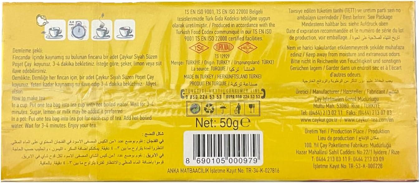 CAYKUR Demlik Suzen Authentic Turkish Black Tea Bags ( 1box / 25teabags )
