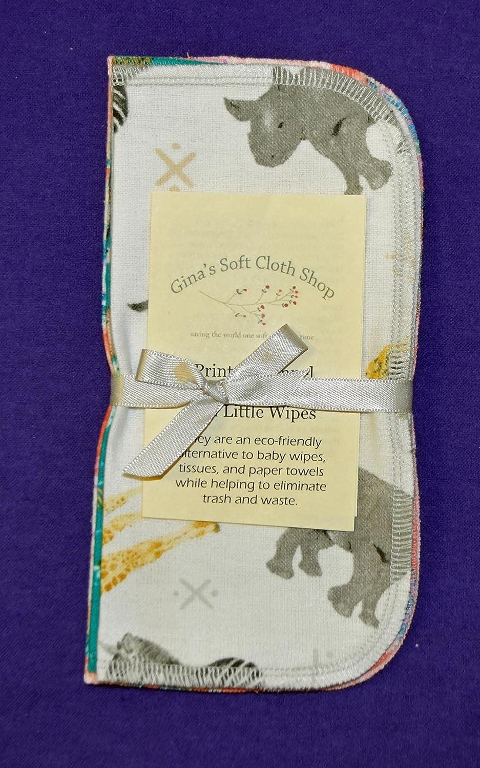 8x8 Inch Flannel Wipes Set Of 5 - Whimsical Animal Prints Made In USA