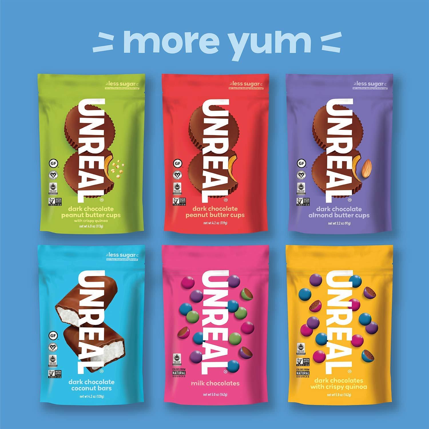 UNREAL Dark Chocolate Peanut Gems Certified Vegan Fair Trade, NonGMO