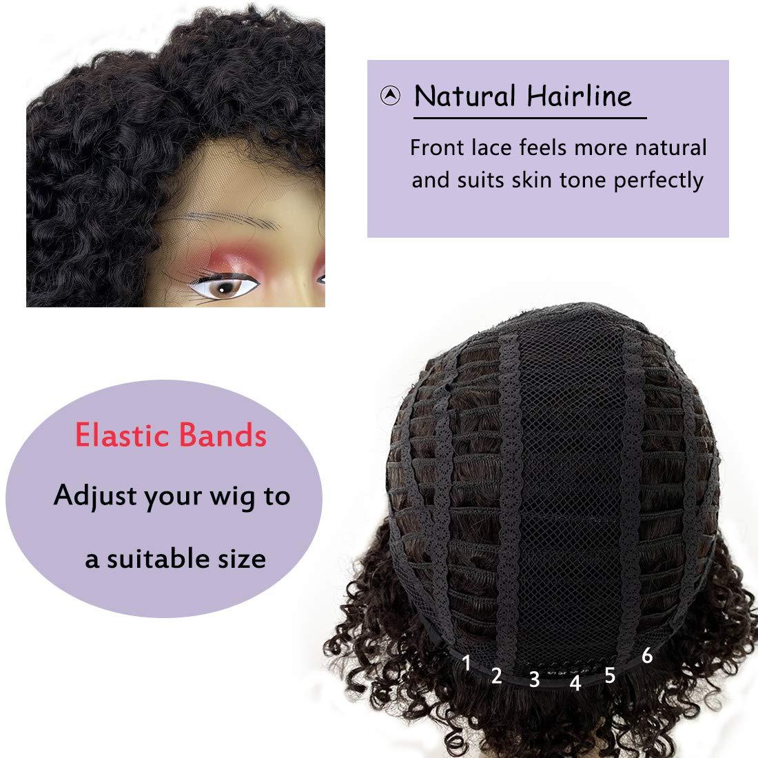 WIGENIUS 12 Short Kinky Curly Human Hair Wig for Black Women Natural