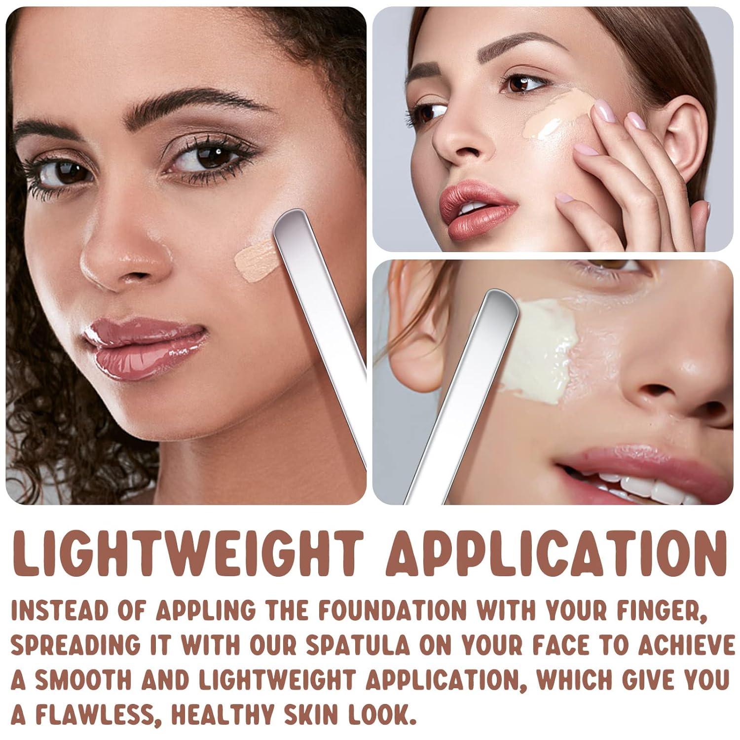 6-Pack Korean Makeup Spatula Set with Stainless Steel Spatulas, Leather ...