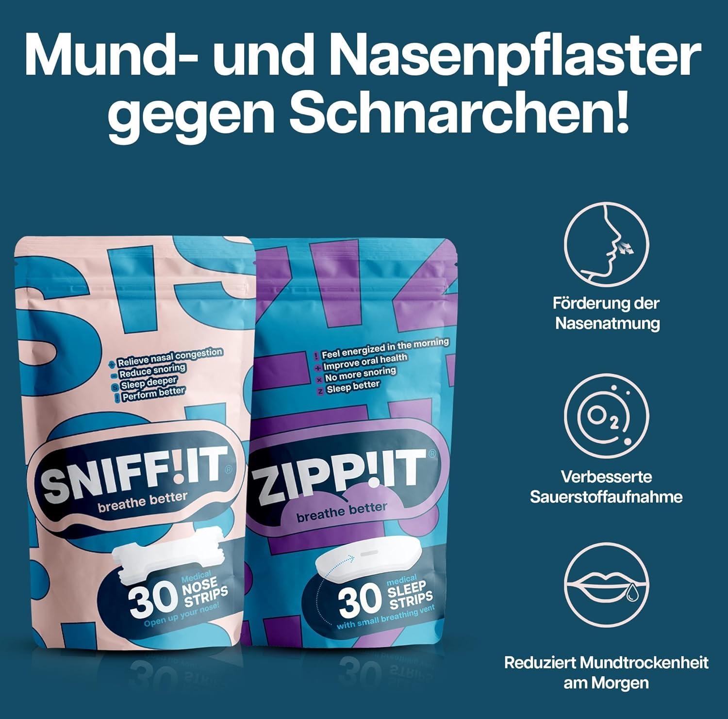 Zippit Savings Set: 30 Mouth Tape & 30 Nasal Strips for Enhanced ...