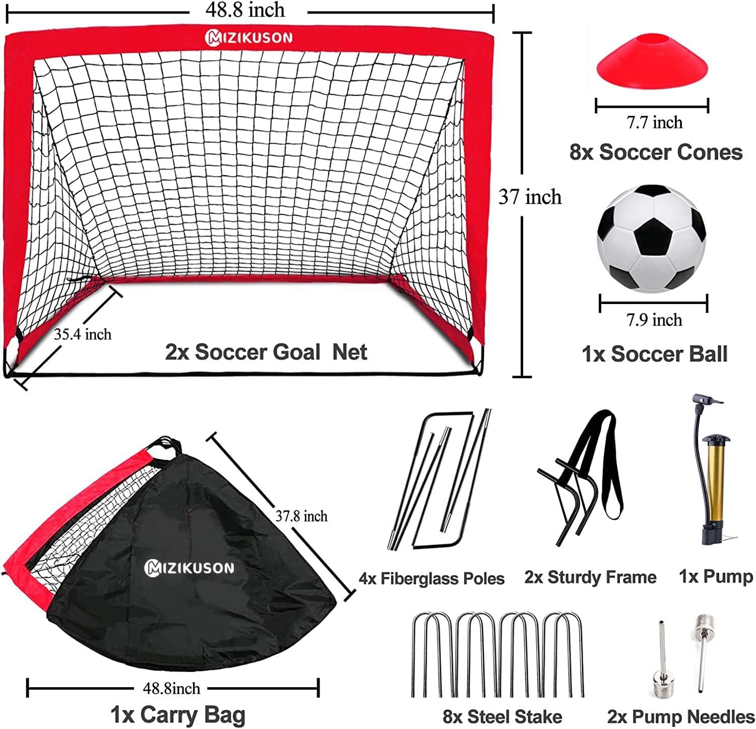 Portable Soccer Goals for Backyard, Kids Soccer Net Set of 2, 4' x 3' Indoor Pop Up Toddler