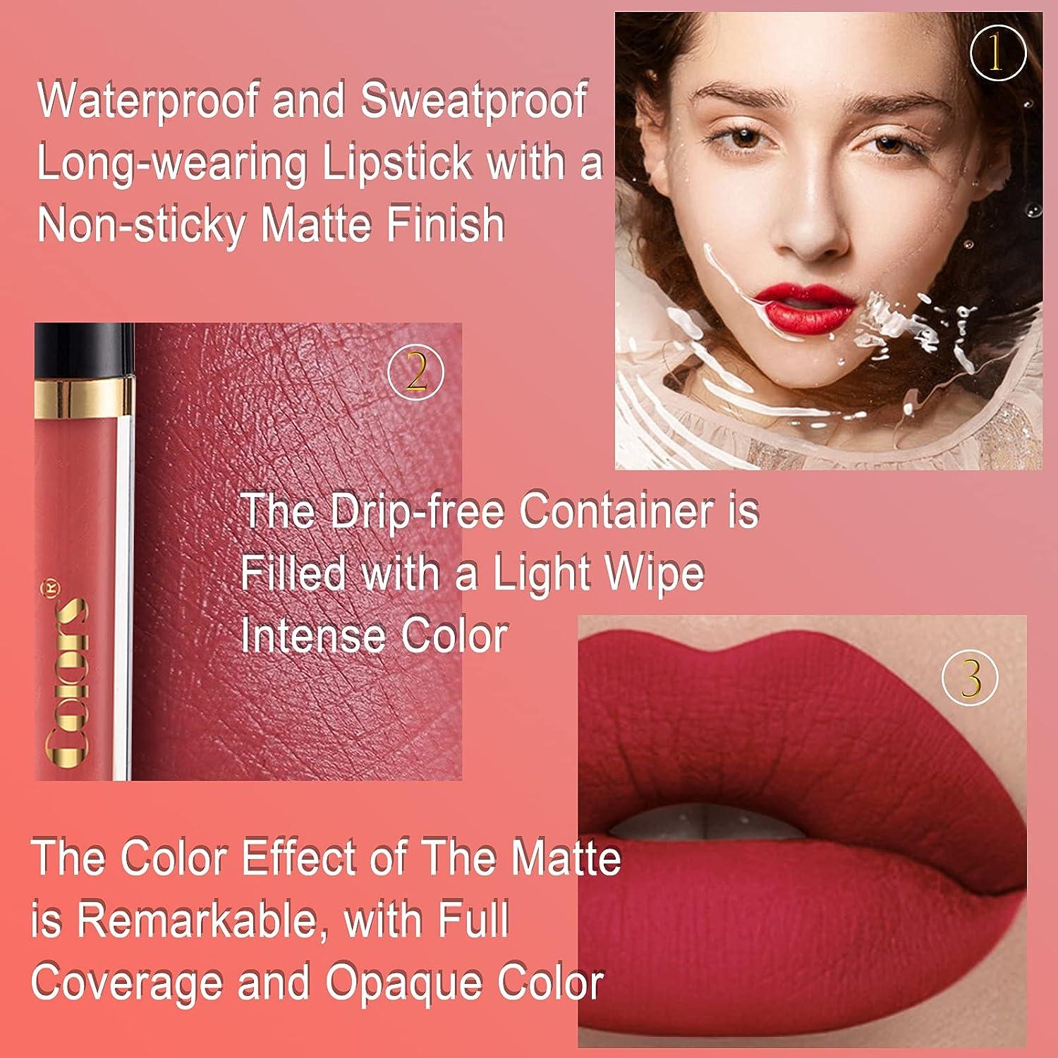 Lip Liner and Lipstick Set 3 Velvety Matte Liquid Lipsticks + 3