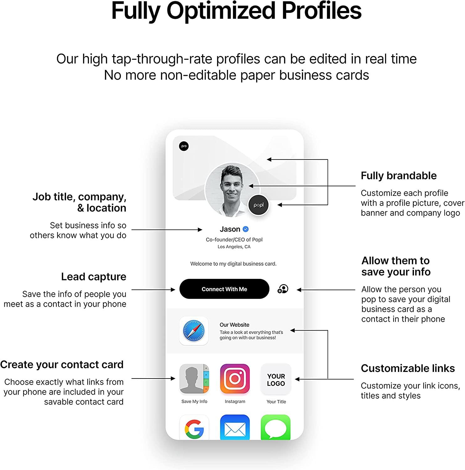 Popl Digital Business Card Smart NFC Networking Card Tap to Share