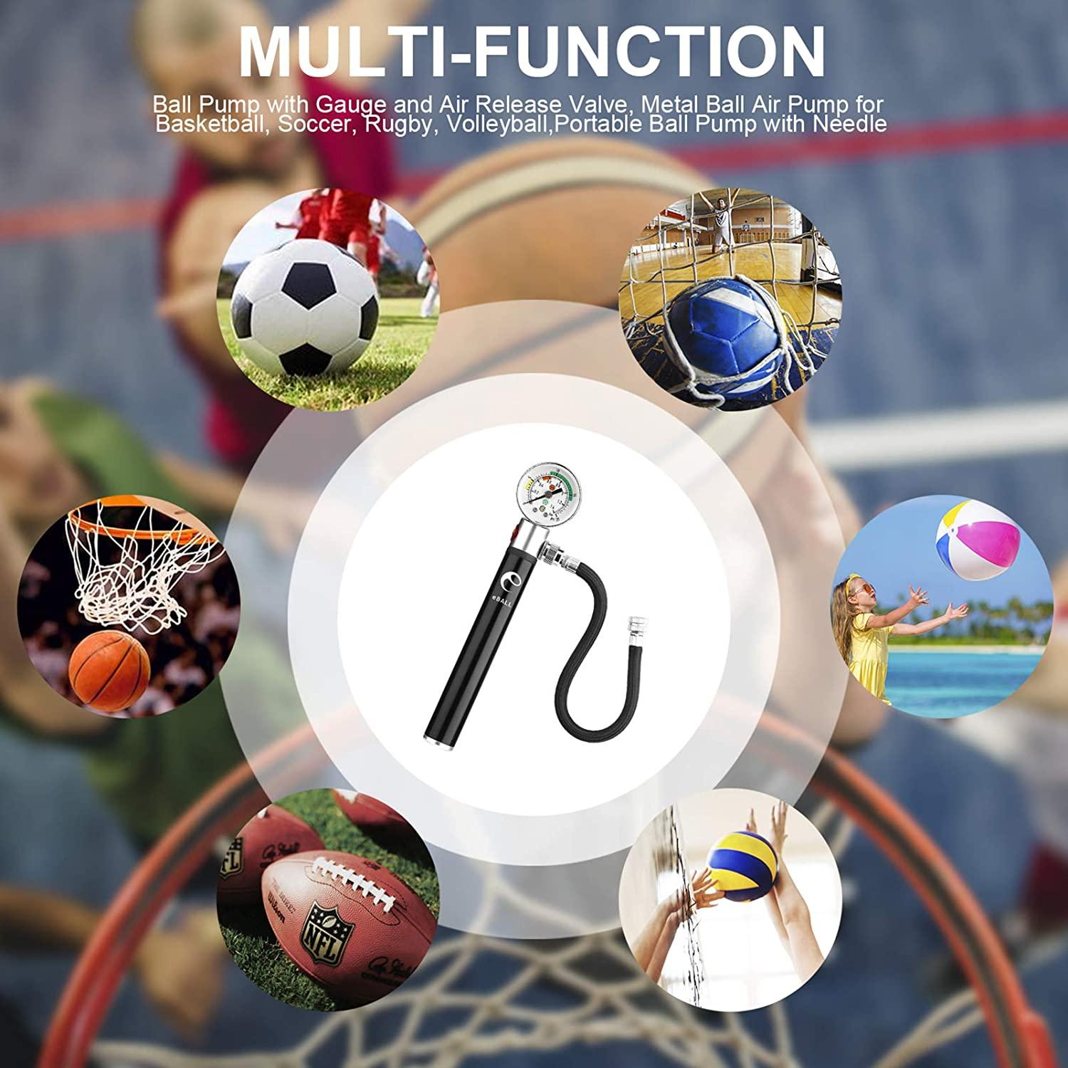 Ball Pump with Pressure Gauge Sports Air Pump for Basketball