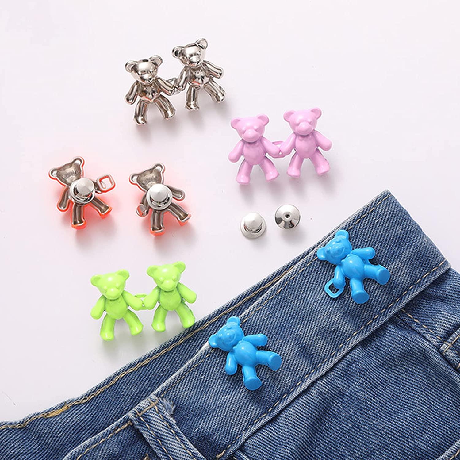  Bear Button Pins for Jeans,No Sew and No Tools Bear