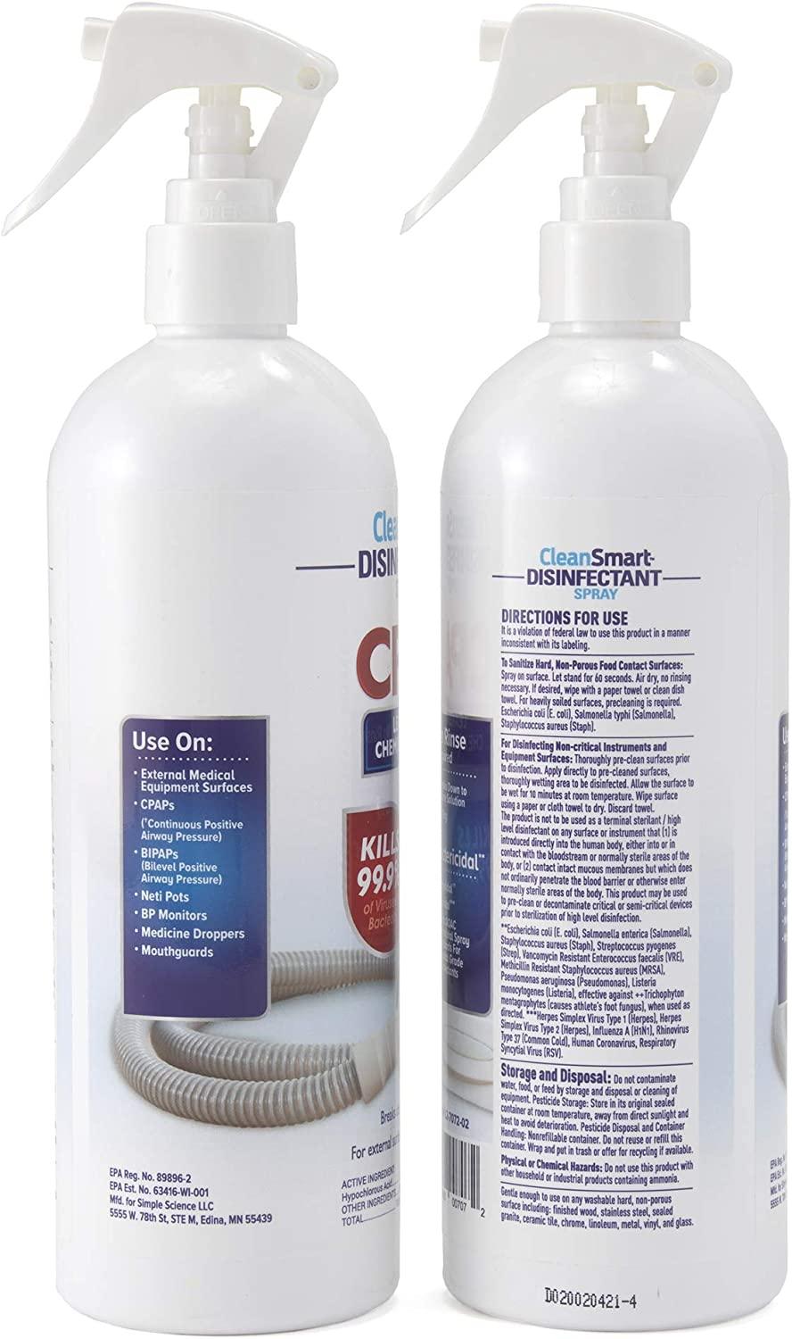CleanSmart CPAP Disinfectant Spray 16 oz Pack of 2 Effective CPAP