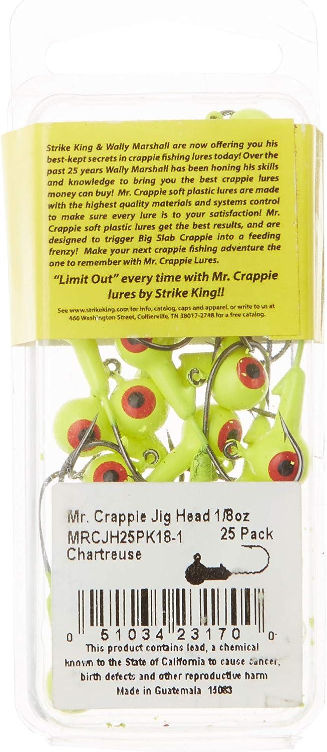 Strike King Mr. Crappie Jig Heads - 25 Pack 1/16oz Chartreuse