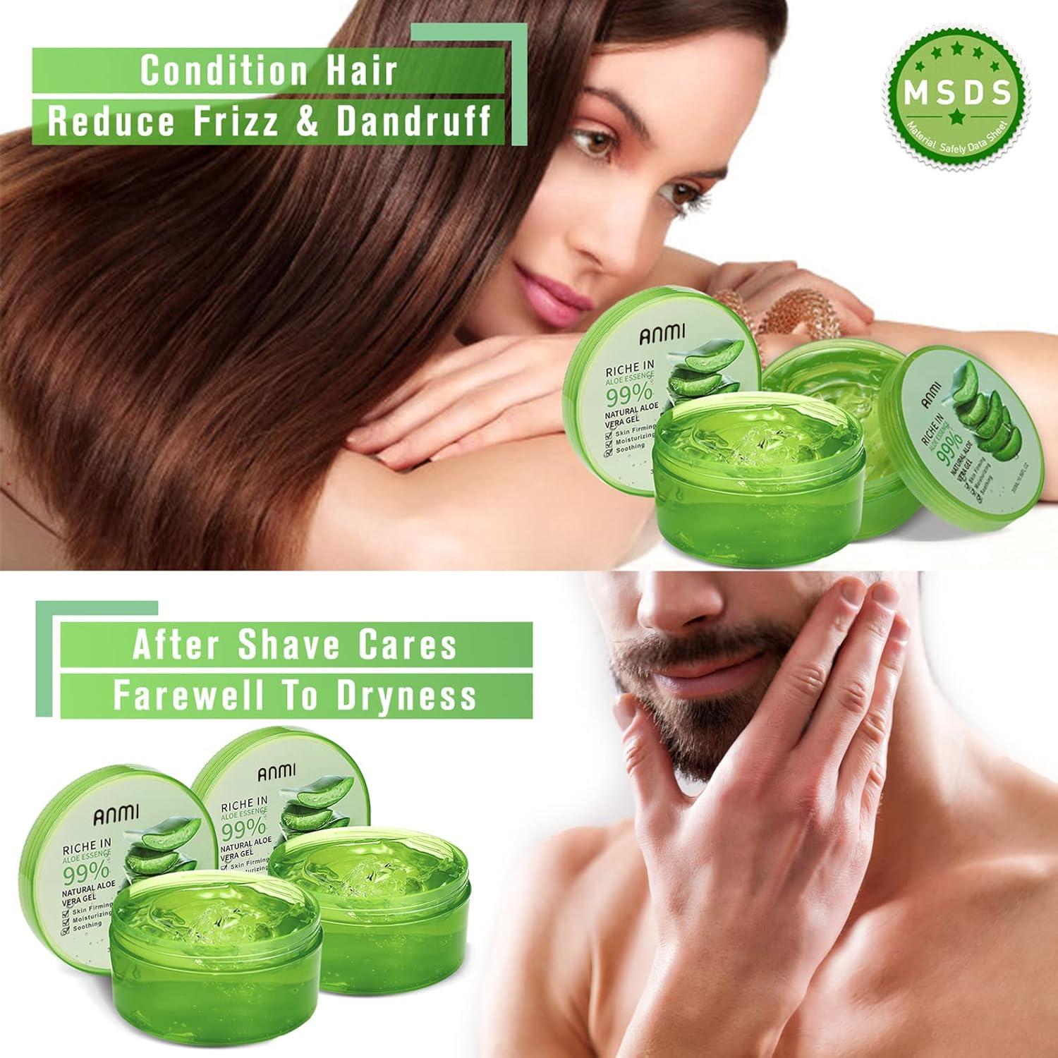 Anmi Natural Moisturizing Aloe Vera Gel - 2 Pack (300ml) | Organic Skin Care  for Body & Hair Sunburn Relief Scar Repair Soothing & Anti-Inflammatory |  Buy Now with Express International Delivery | GoSupps.com