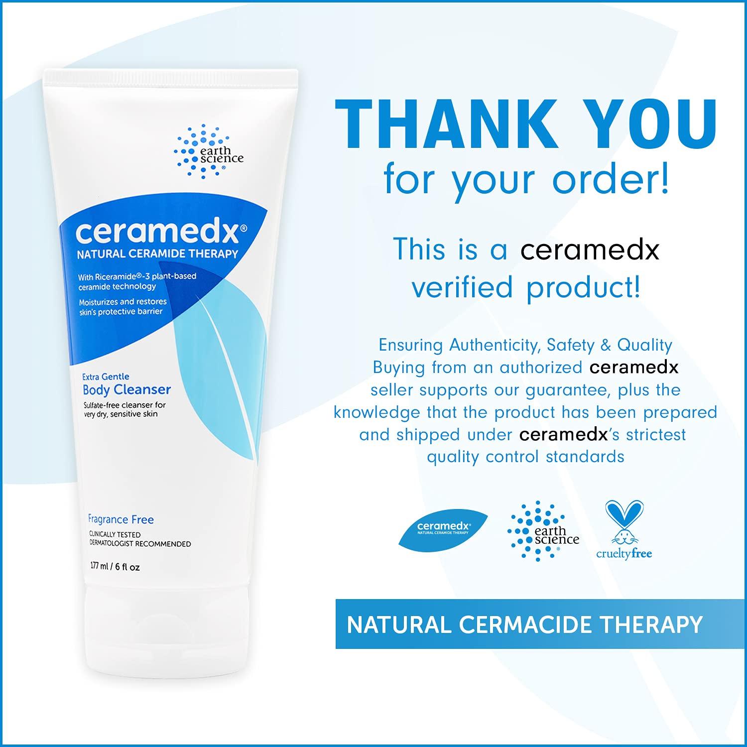 CERAMEDX Gentle Body Cleanser Natural Ceramide Formula for Dry