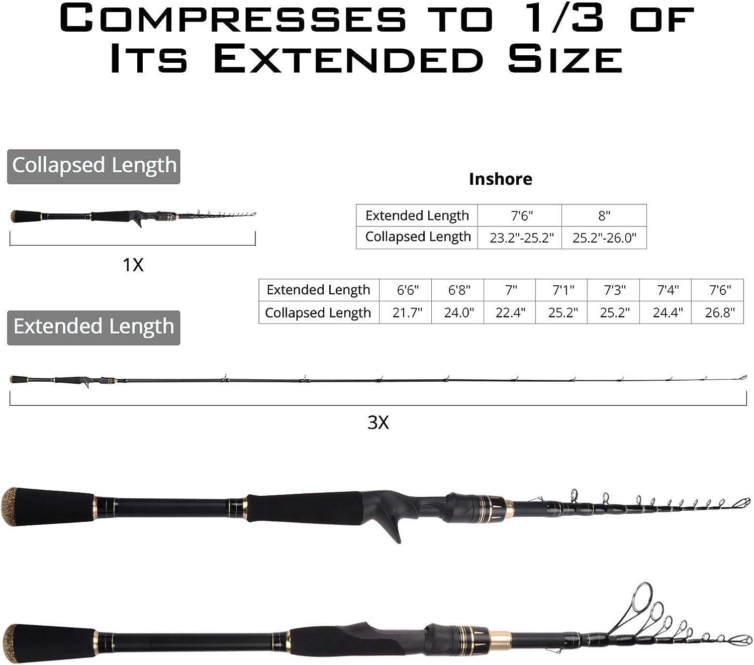 KastKing Blackhawk II Telescopic Fishing Rods, Graphite Rod Blanks &  Durable Solid Glass Tip, Floating Guides, 1pc Fishing Rod Performance,  Comfortable EVA Handle, Newly Designed Travel Rod A: Spinning 6'6/Fast/Ml  Power