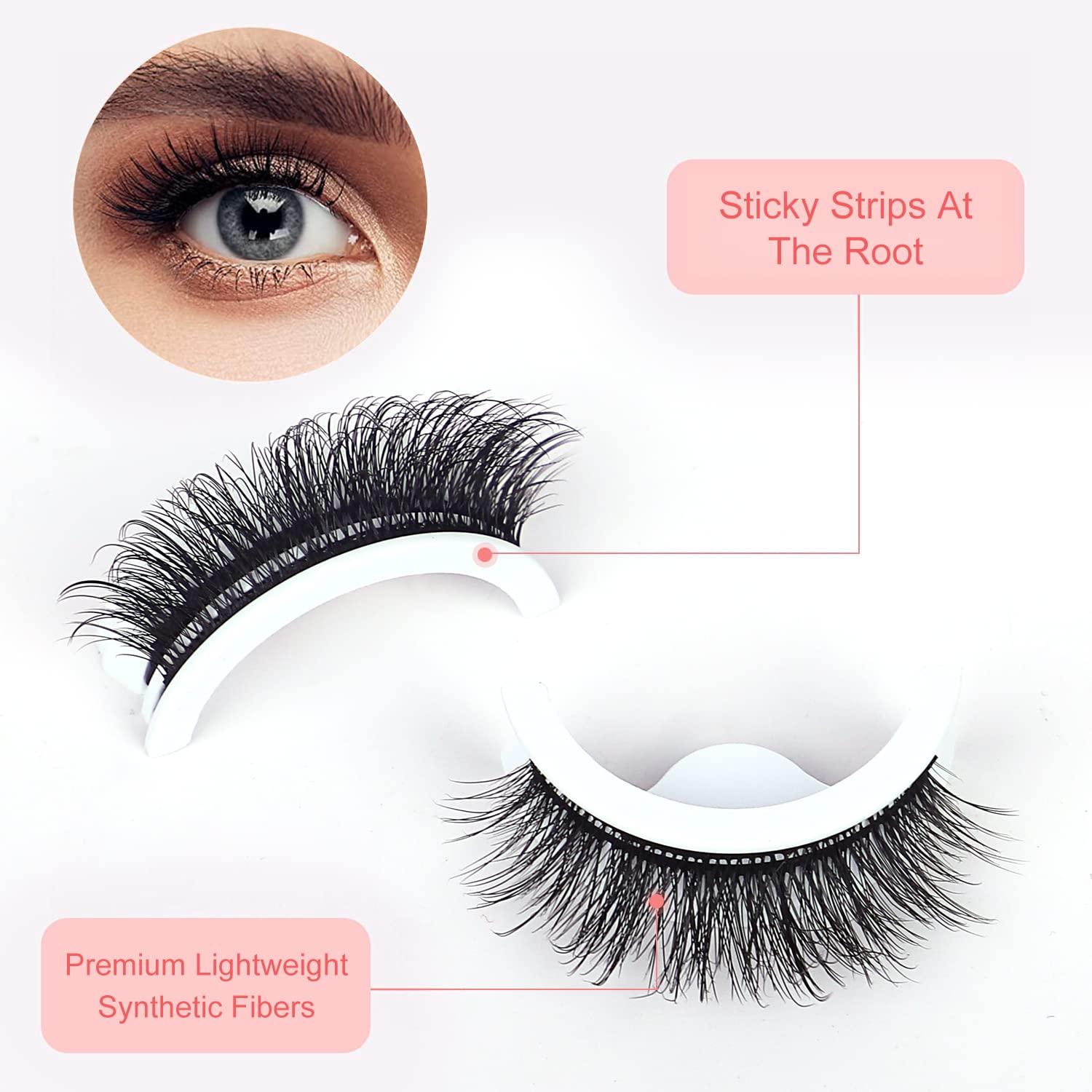 4PCs SelfAdhesive Reusable Eyelashes for Natural, Long Style Easy StickOn Lashes