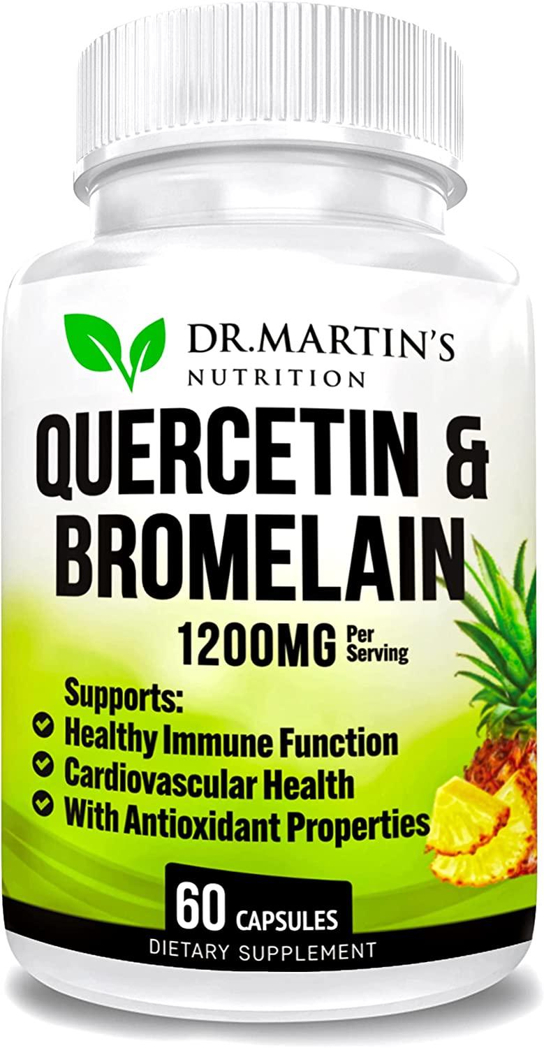 Quercetin & Bromelain 1200mg Supports Immune System & Cardiovascular Health, Helps Improve