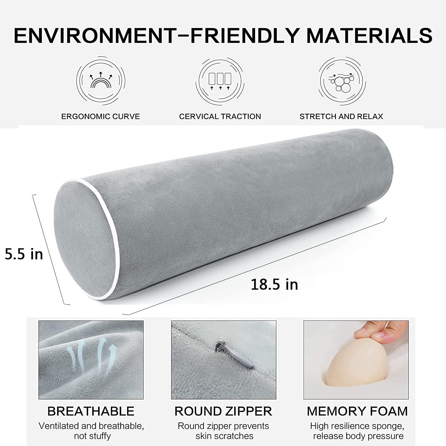 ZHCHG Cervical Neck Roll Pillow- Memory Foam Cylinder Pillow for