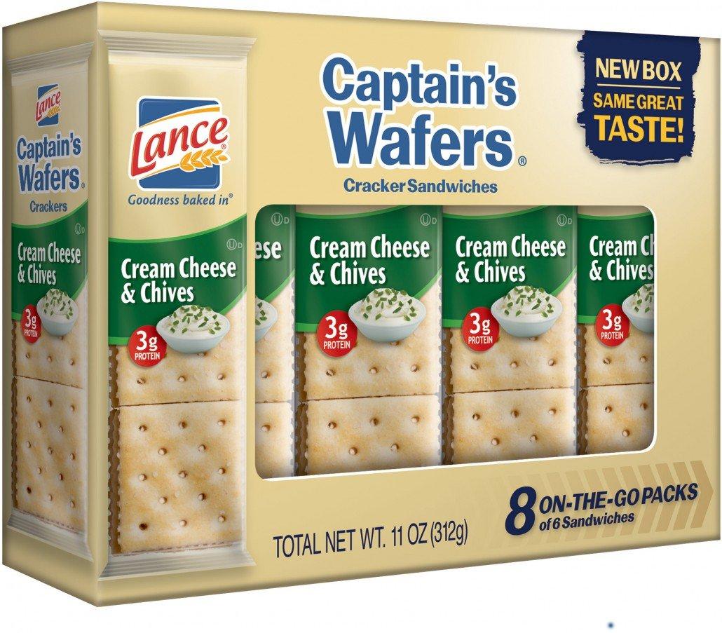 Lance Sandwich Crackers, Captain's Wafers Cream Cheese and Chives, 8 Ct Box