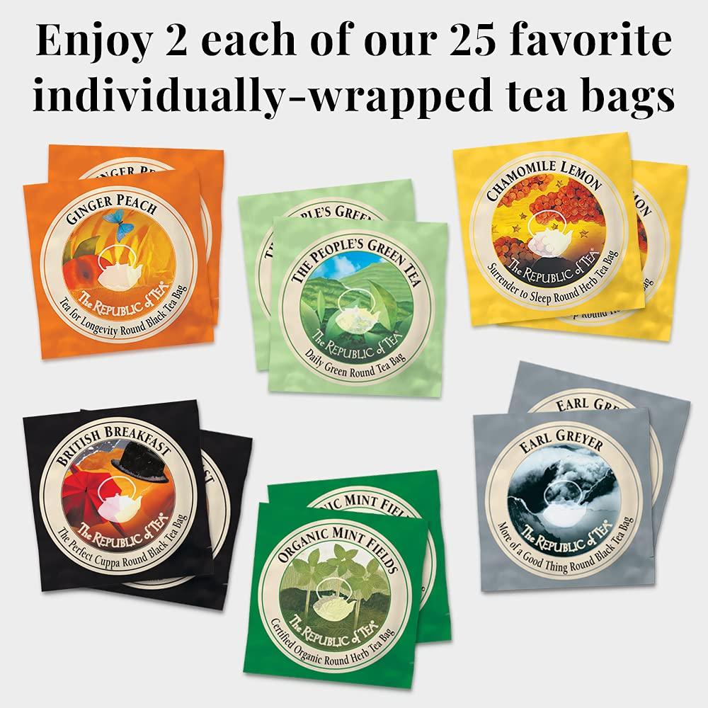 The Republic of Tea Premium Assortment of Teas & Herbs 50 Tea Bags