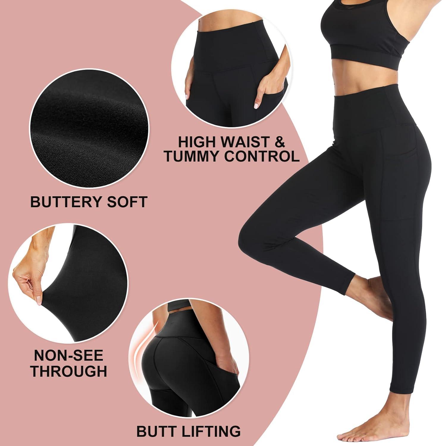 NexiEpoch 4 Pack Leggings for Women with Pockets- High Waisted Tummy Control  for Workout Running Yoga Pants Reg & Plus Size 1#black*4 Large-X-Large