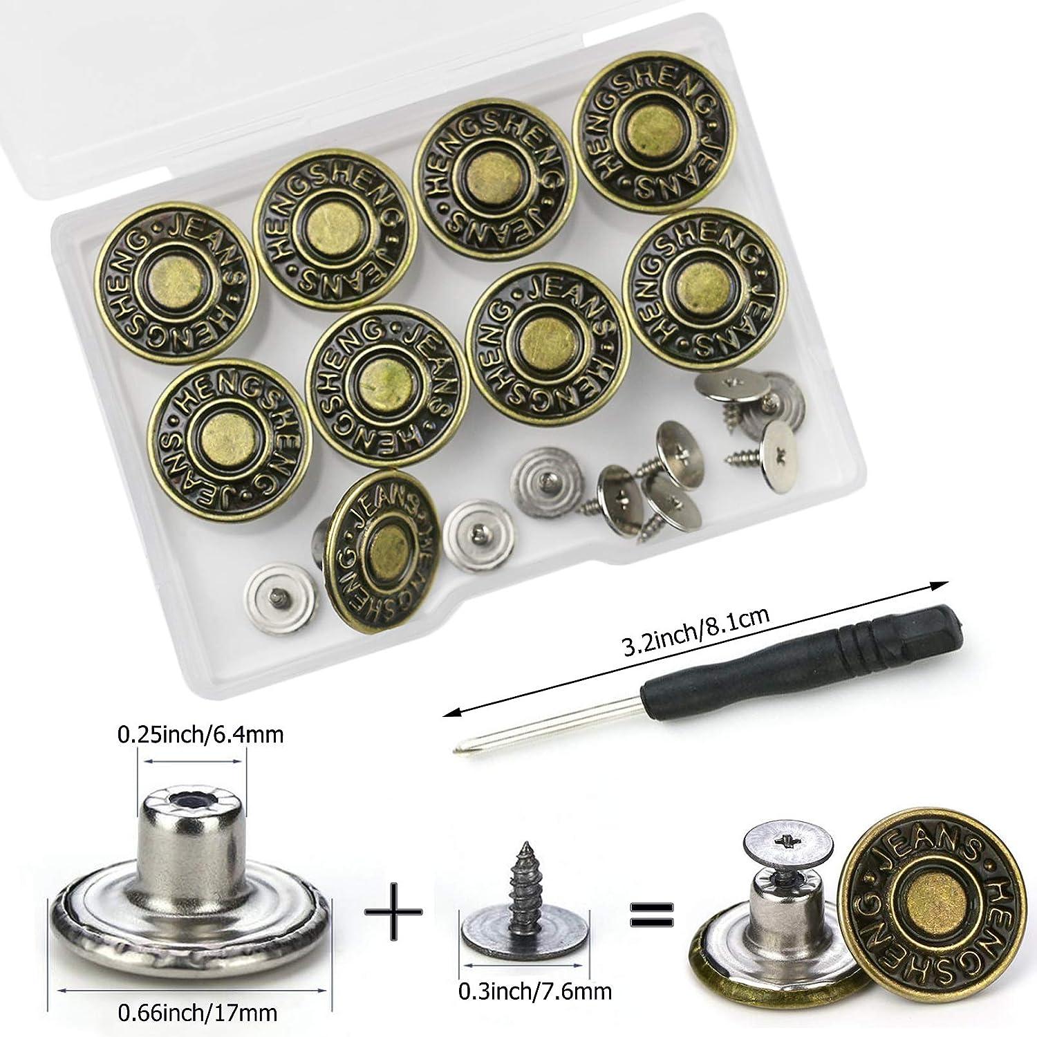 Jeans Buttons Replacement, Instant No Sew Buttons for Pants with