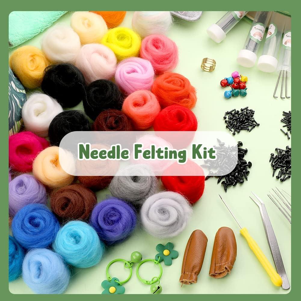 Needle Felting Kit, 40 Colors Wool Roving Fibre Yarn, Complete Needle  Felting Starter Kit with Basic Felt Tools and Supplies Instructions for DIY Needle  Felting 