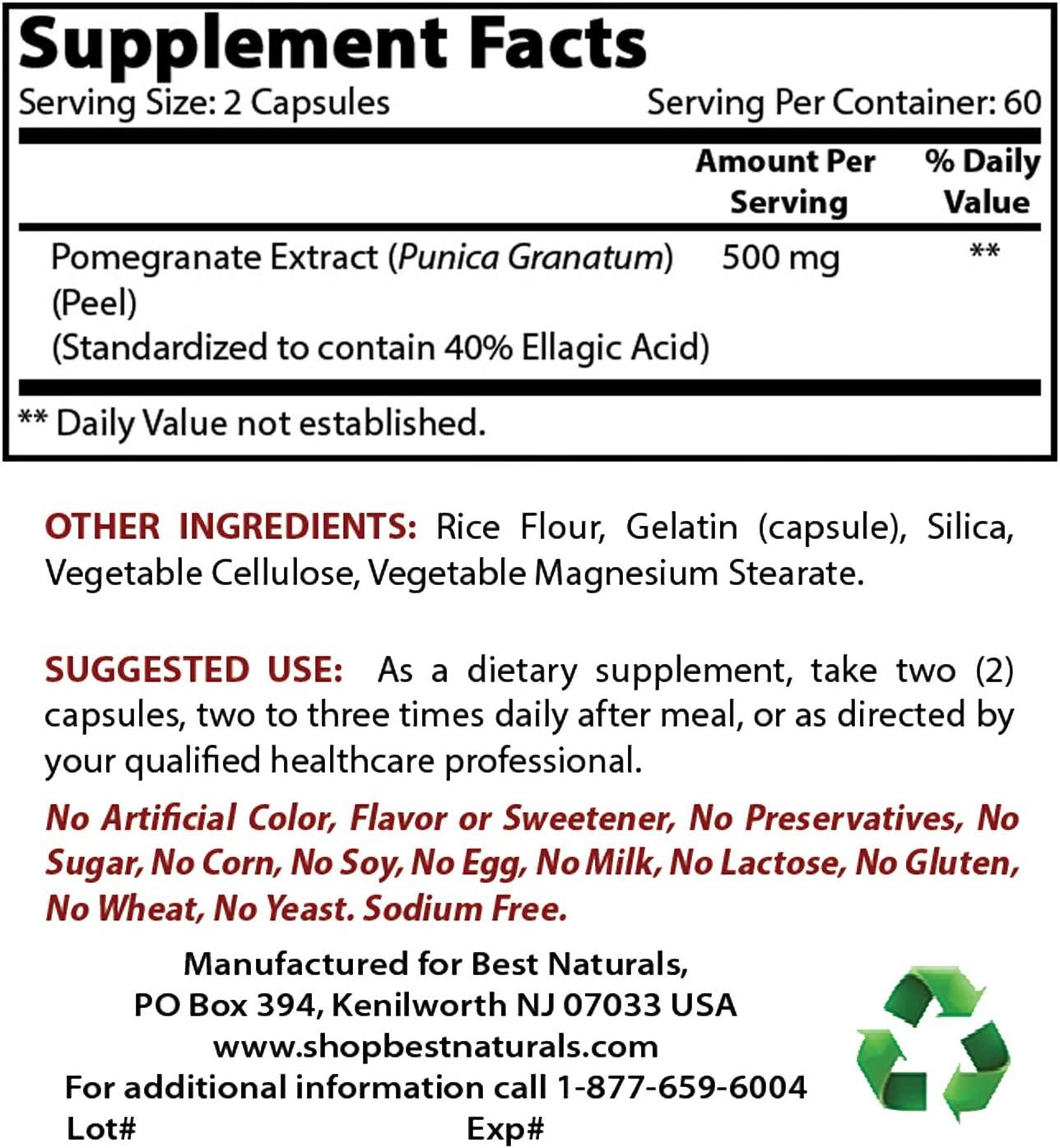 Best Naturals Pomegranate Extract 250 mg 120 Capsules