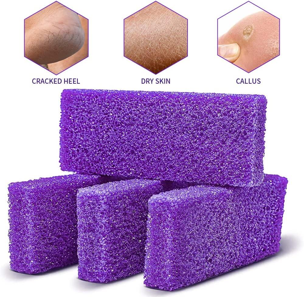 40PCS Disposable Pedicure Pumice Stone for Foot Care Sponge Scrubber Callus  Purple Coarse Dead Skin Remover EVA Foam Toe Separator for Salon Apply