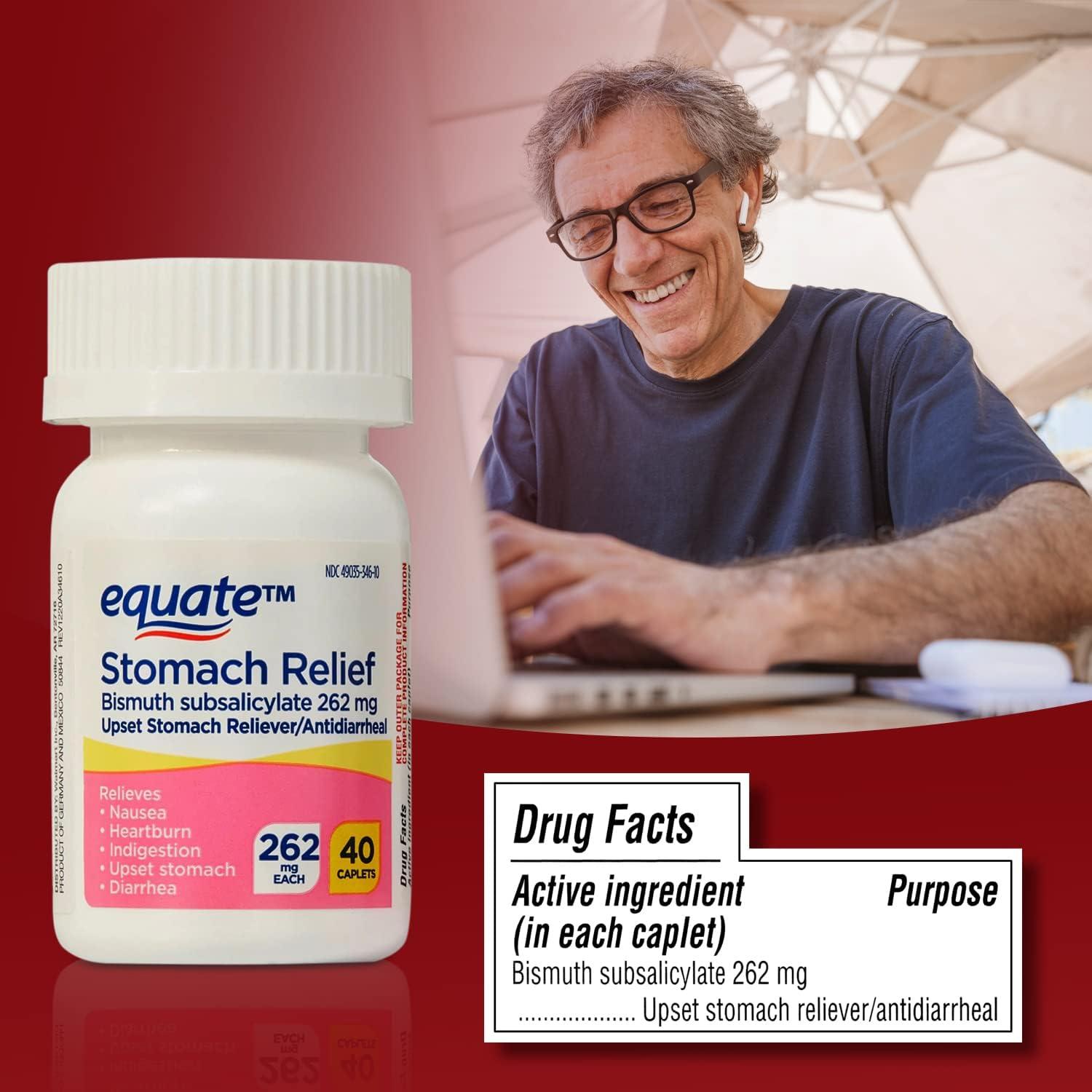 Equate Stomach Relief Caplets 262 mg 40 Ct Bundle with Exclusive Say No