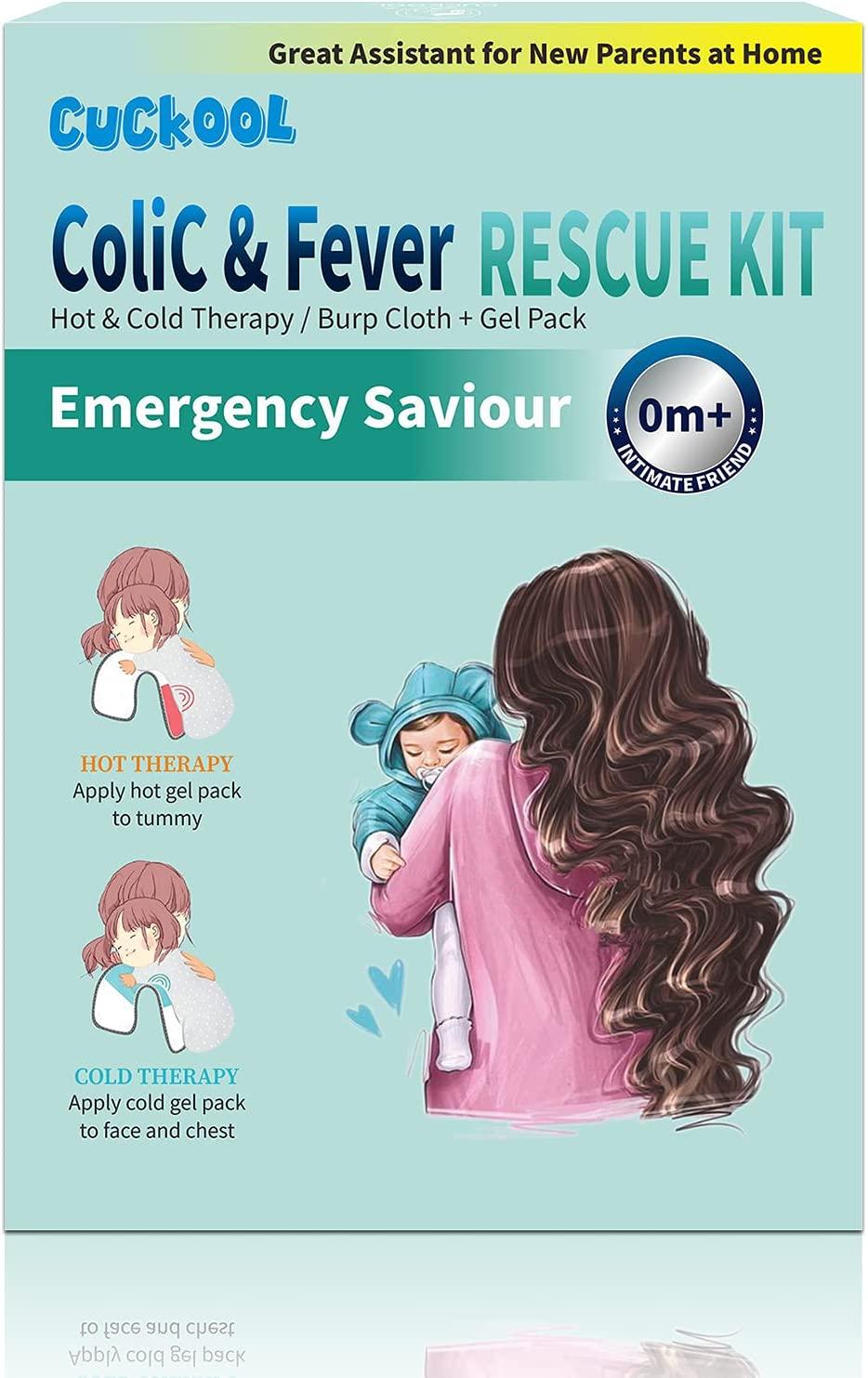 CUCKOOL Colic & Fever Rescue Kit with Hot/Cold Therapy Burp Cloths 1 Set