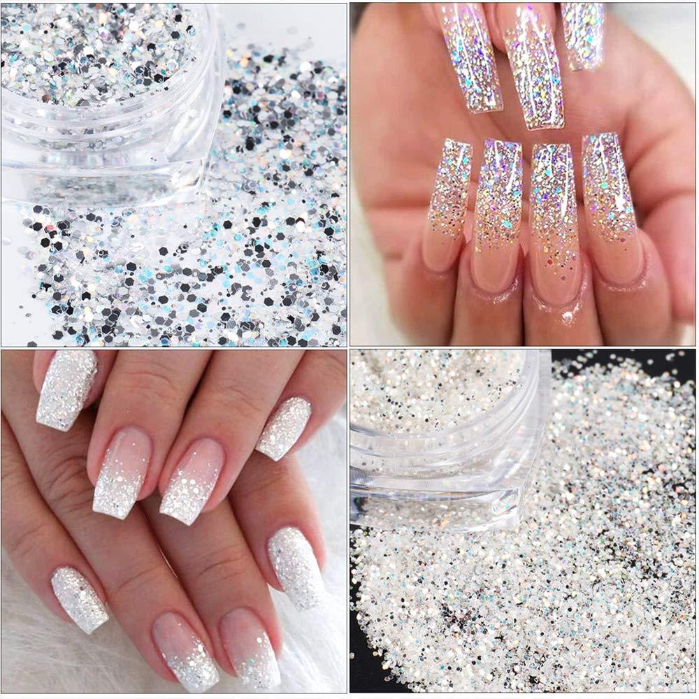 White Glitter 3D Nail Art Magic