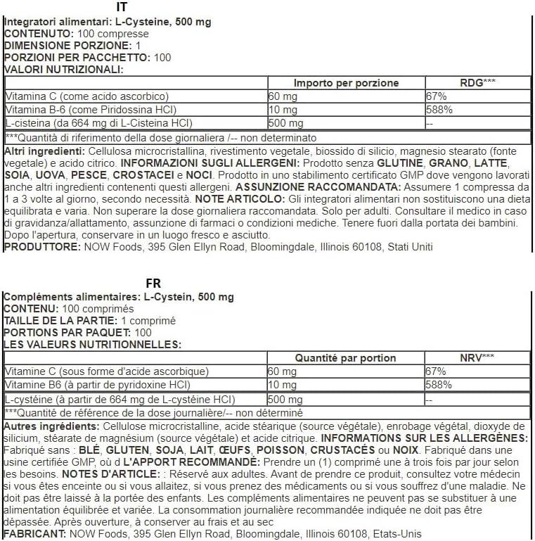 L-Cysteine 500 Mg Tablets - Now Foods Canada - View #11