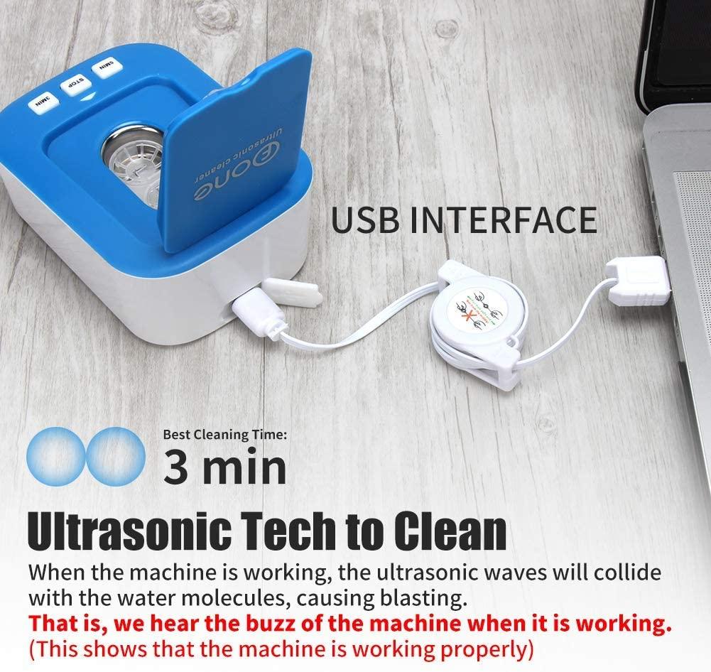 OFONE Ultrasonic Contact Lens Cleaner Case Portable Machine for Soft, Hard, RGP Lenses