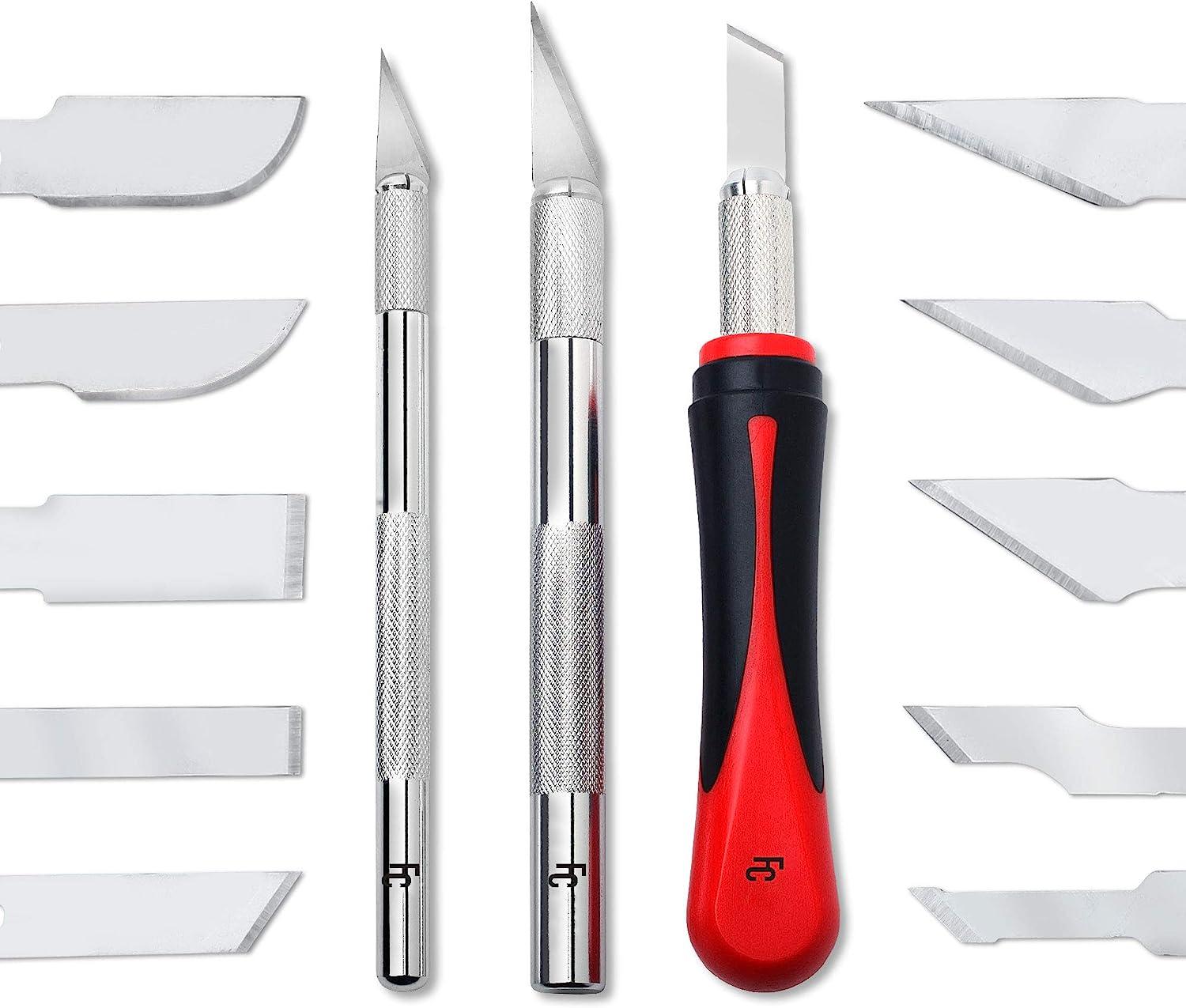 Fancii Precision Craft Knife Set 16 Pieces - Professional Razor Sharp  Knives for Art, Hobby, Scrapbooking and Sculpture Includes Stencil, Fine  Point, Scoring, Chiseling Blades