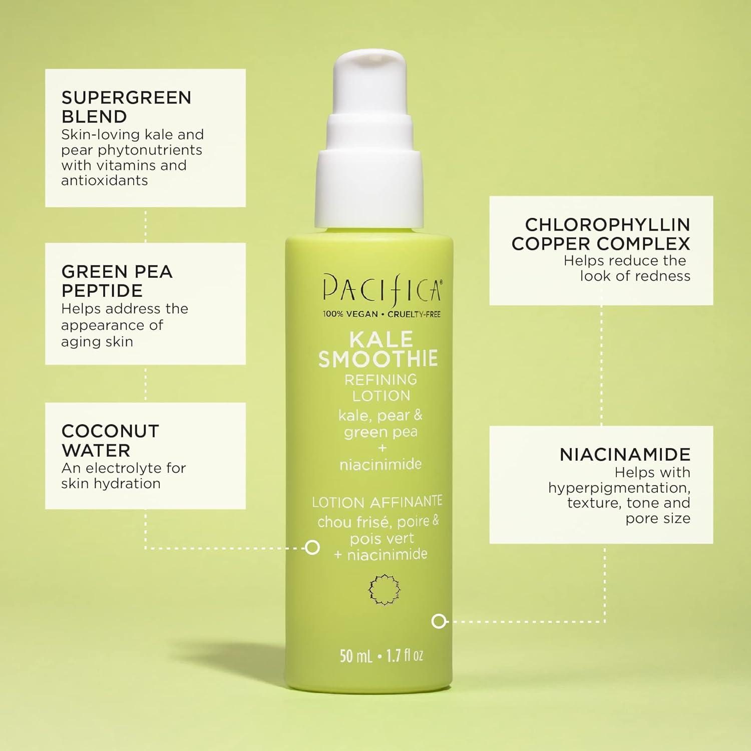 Pacifica Beauty Kale Smoothie Refining Lotion Face Moisturizer Serum Assists Redness Pores
