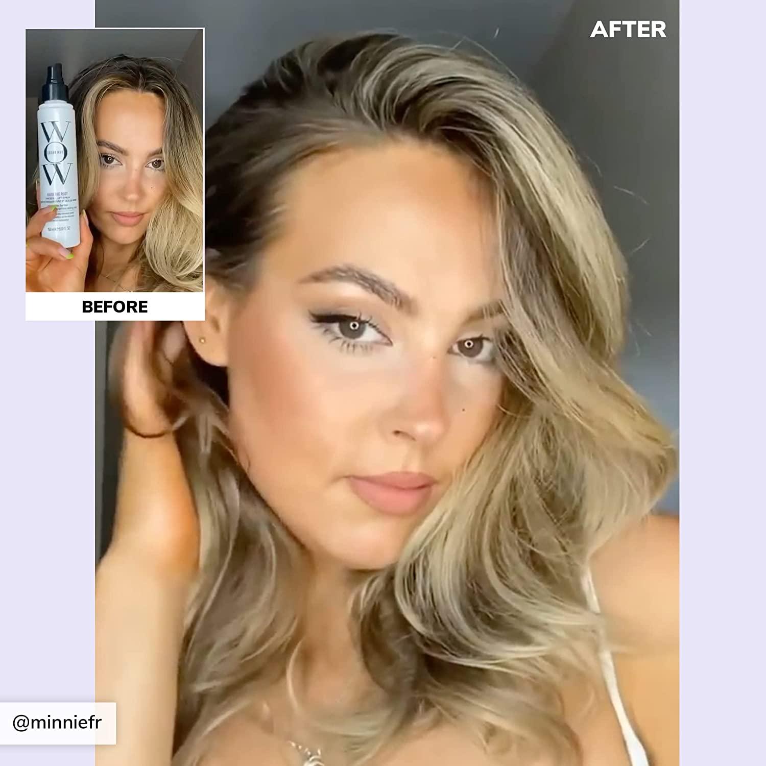 Color Wow Raise the Root Thicken + Lift Spray All-day root lift + volume on wet or dry hair never sticky or stiff non-yellowing heat protection for all hair types, especially fine, Color Wow Raise the Root Thicken + Lift Spray All-day root lift + volume on wet or dry hair never sticky or stiff non-yellowing heat protection for all hair types, especially fine,