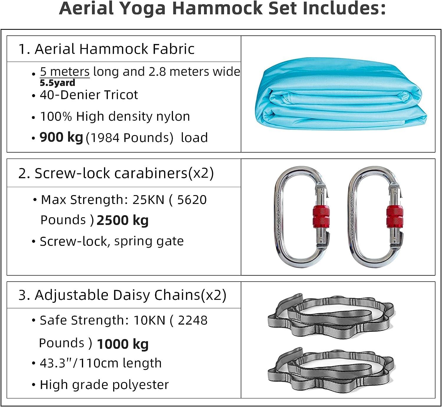 PRIOR FITNESS 5M Aerial Yoga Hammock Yoga Swing Set Premium Nylon