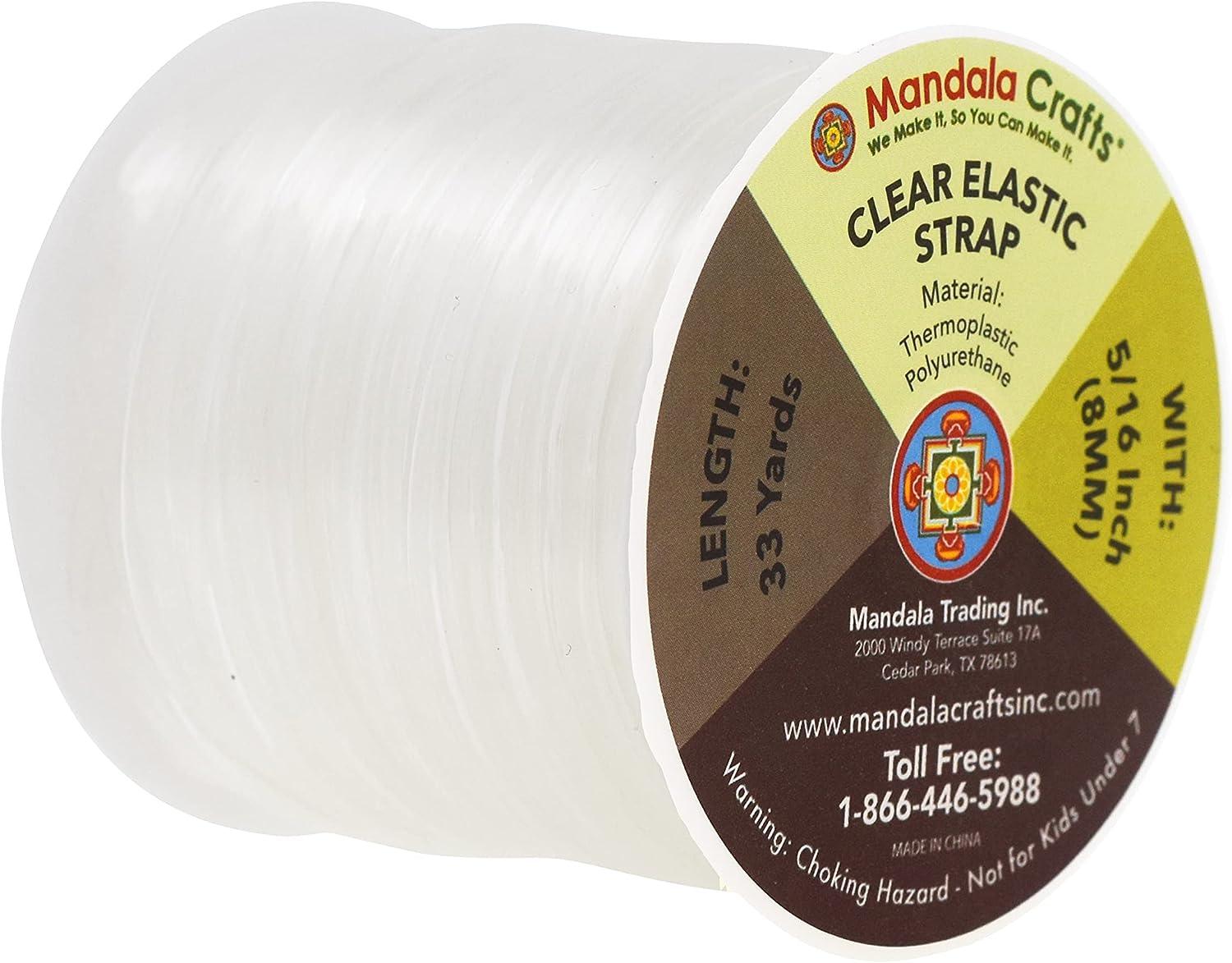 Mandala Crafts 3/8 Inch Lightweight Clear Elastic for Sewing 33 YDs