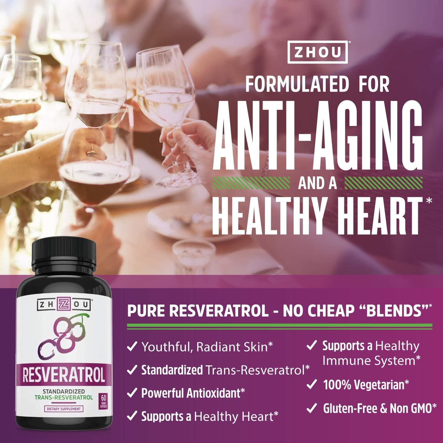 Zhou Resveratrol Supplement Healthy Aging Immune System Heart Health