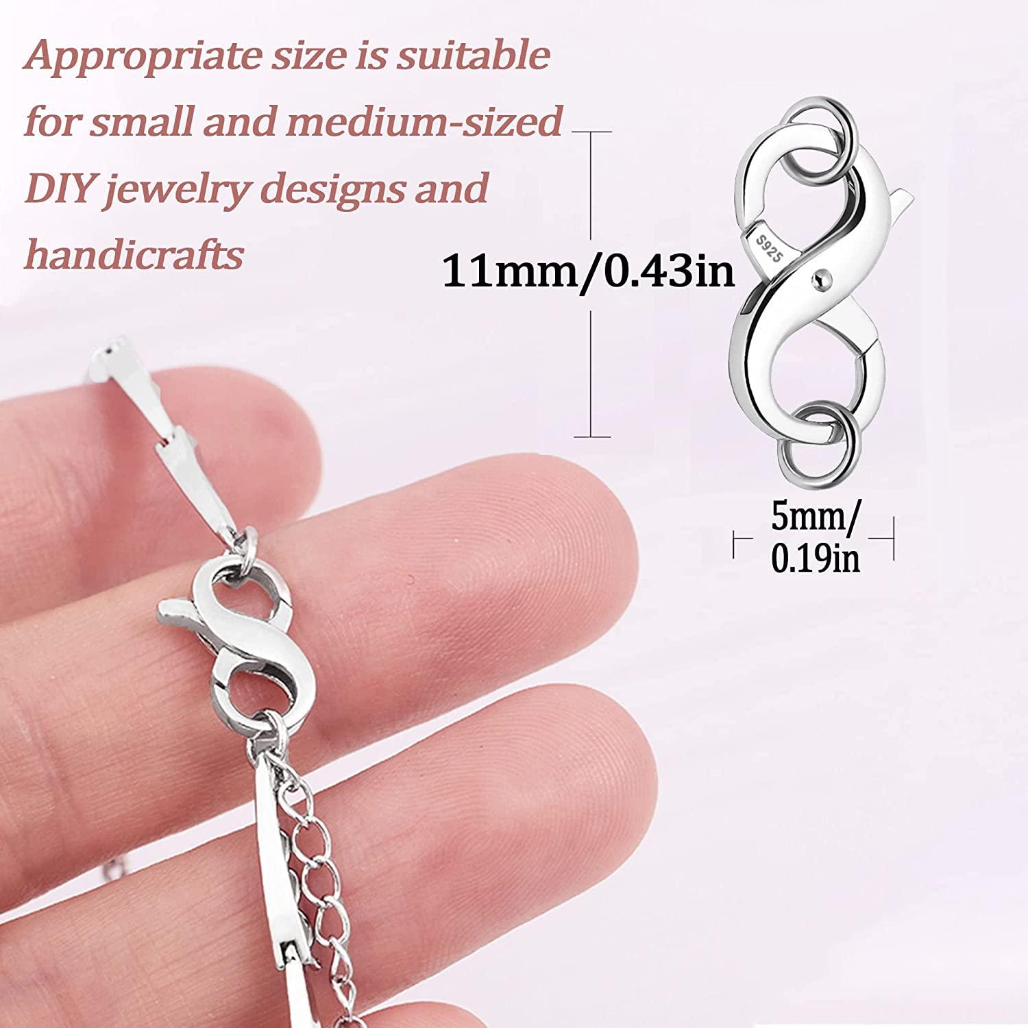 Double Opening Lobster clasp-925 Sterling Silver Necklace Clip Shortener Charm  Clasp with Closed Jump Rings for Necklaces Bracelet Or Jewelry Making, Made  in Italy. 1 Pieces Silver 11mm*5mm(0.43*0.19in)