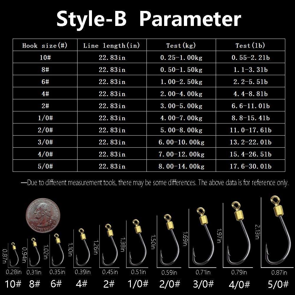 Dyxssm Stainless Steel Fishing Hooks with Leader Rigging 3 Hook Line Rig for Fishing, 10 Styleb