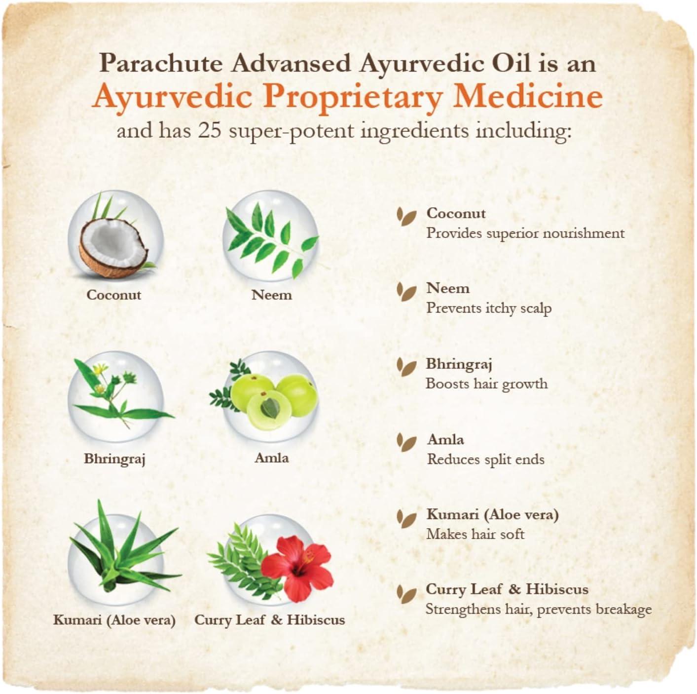Parachute Advansed Ayurvedic Coconut Hair Oil 25 Natural Ingredients