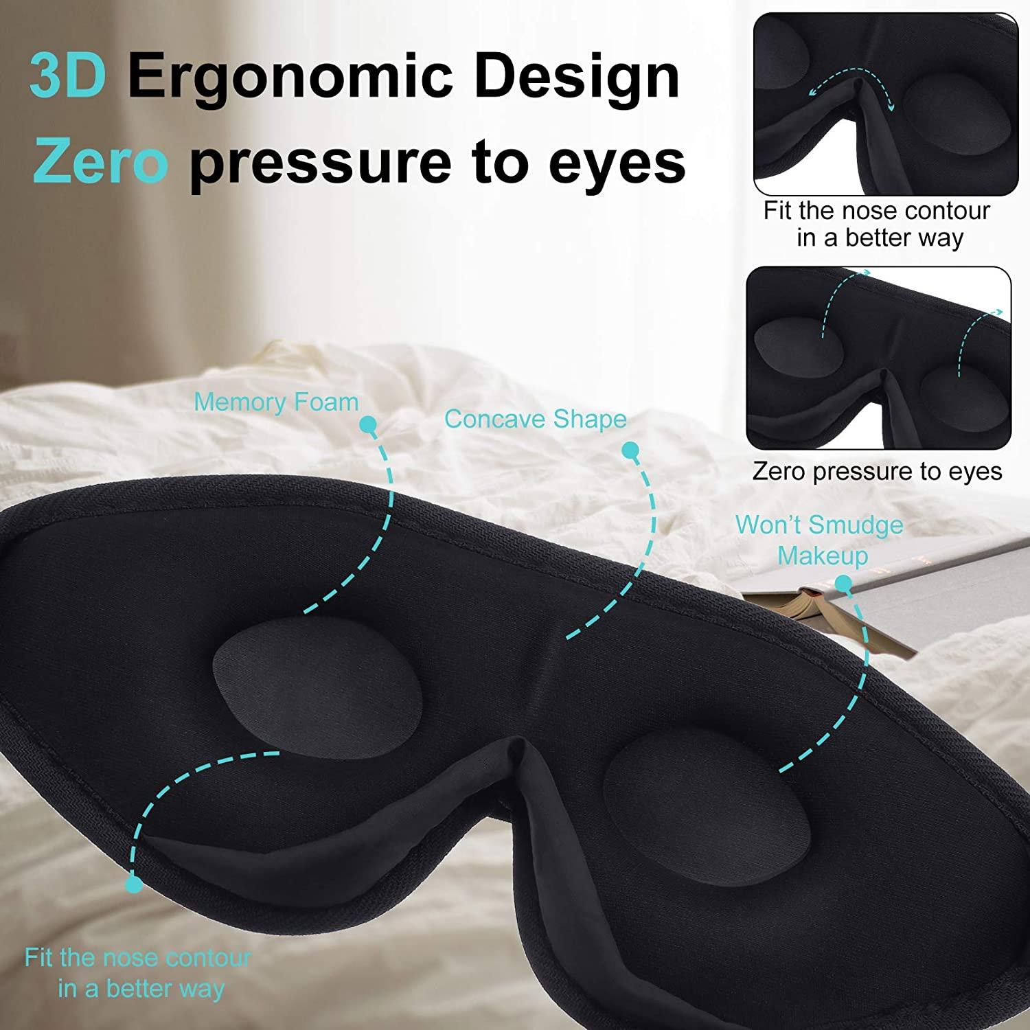 2 Pieces 3D Sleep Mask for Kids Memory Foam Contoured Eye Mask, Travel