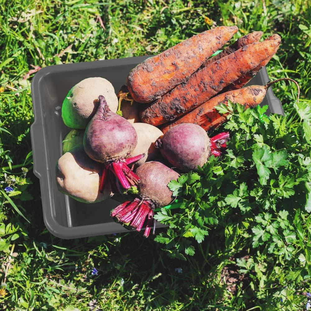 Idomy 4Pack Small Plastic Commercial Bus Box 8L Gray Small Bus Tub Set