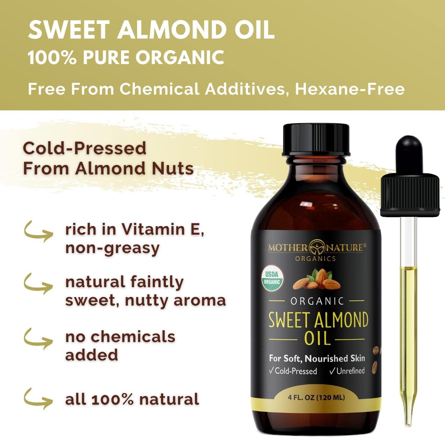 Mother Nature Organic Sweet Almond Oil Extra Virgin & ColdPressed
