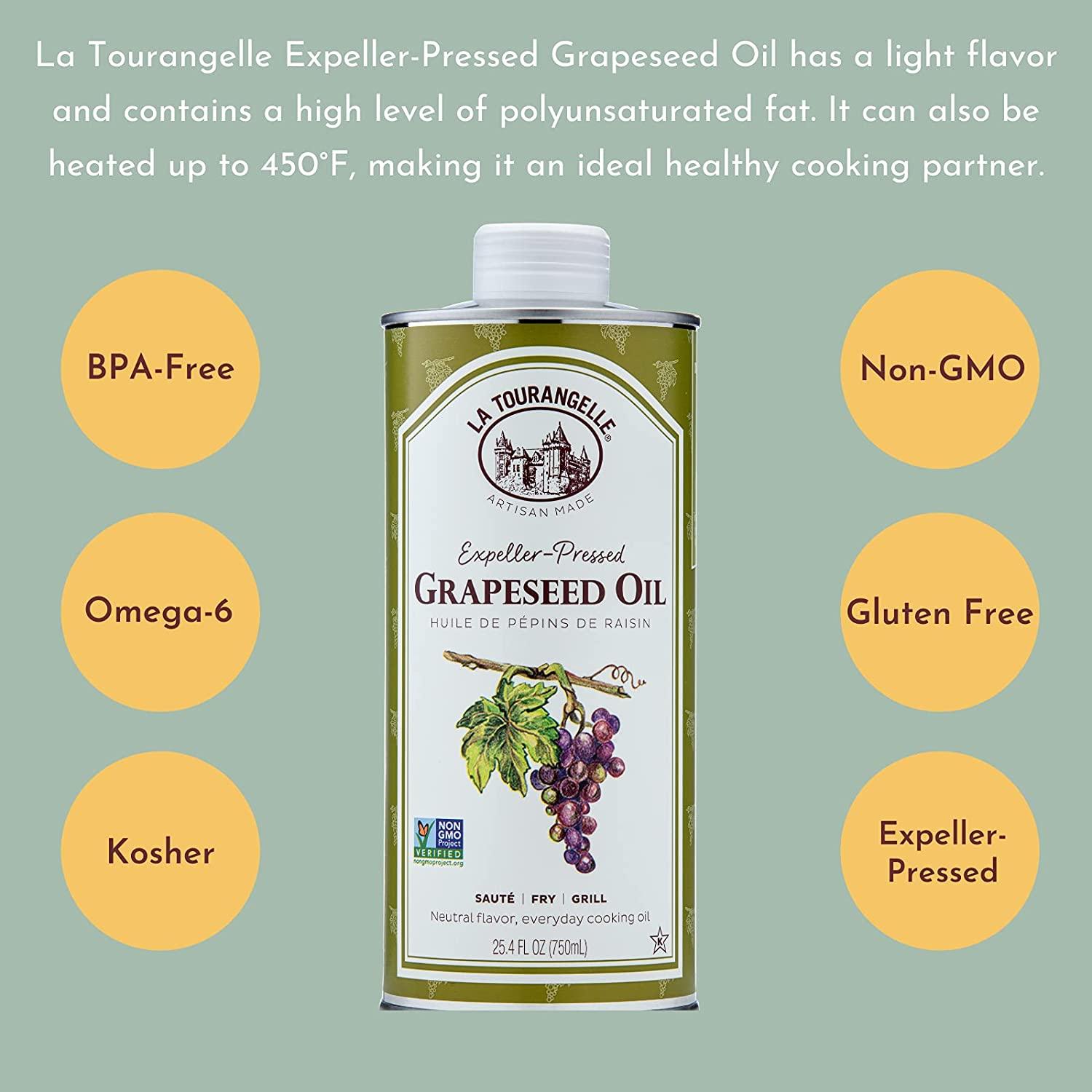 La Tourangelle, ExpellerPressed Grapeseed Oil, High Heat Neutral Cooking Oil, Cast Iron