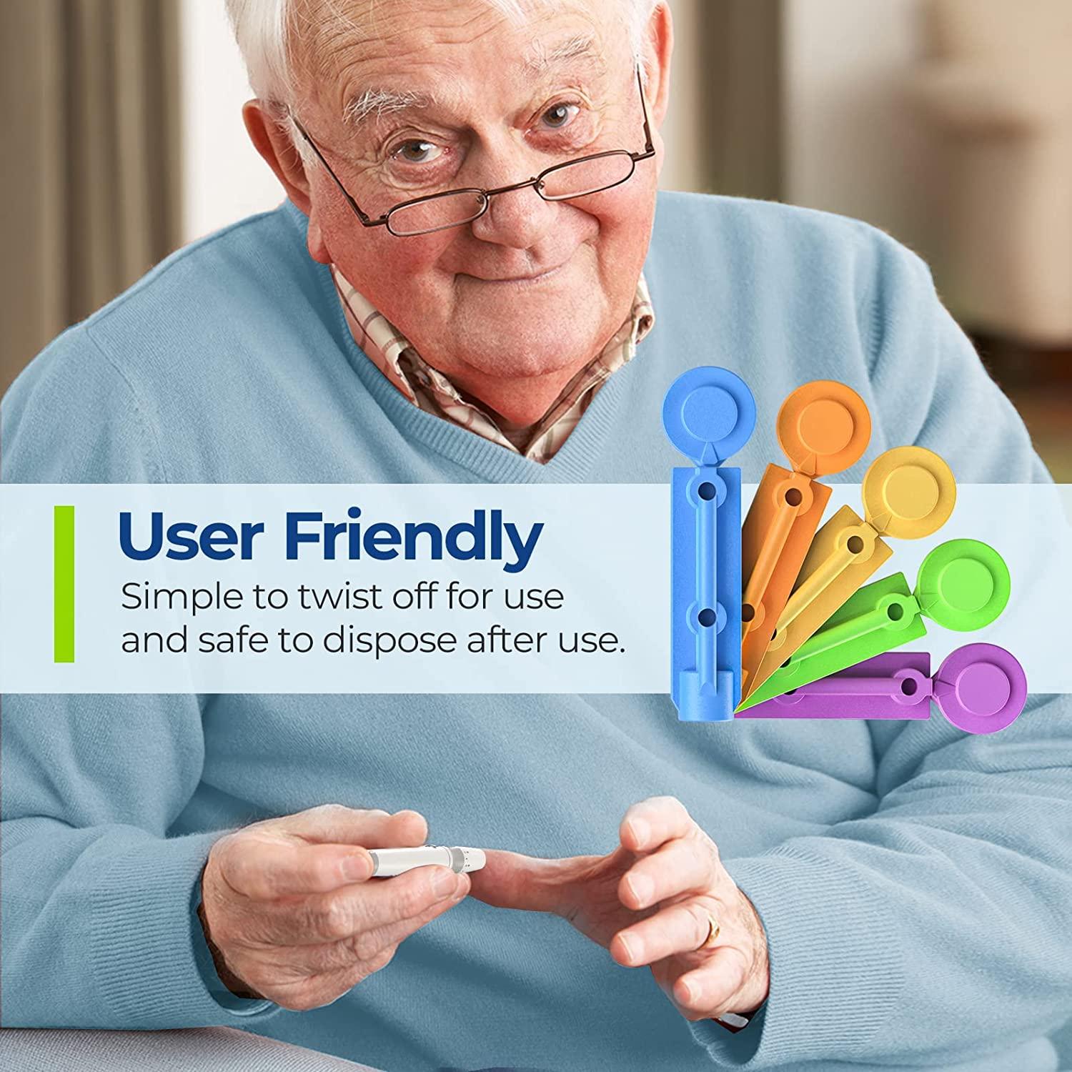 AUVON Multicolored 30G Diabetic Lancets 300 Count for Less Pain