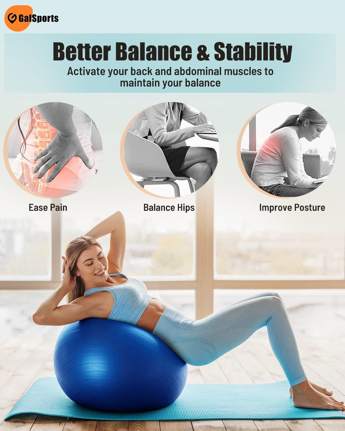 GalSports Anti-Burst Yoga Ball for Physical Therapy Balance