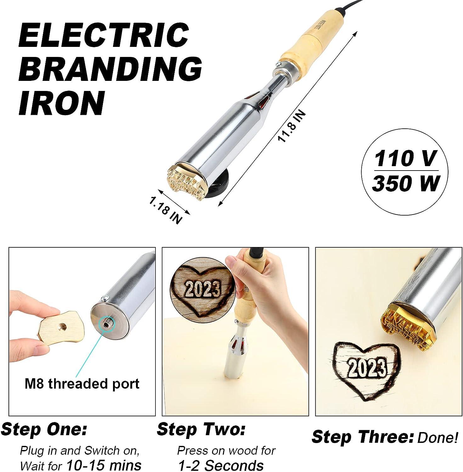 Electric Branding Iron Wood Burning Tool Gift for Woodworker Leather Branding  Iron with Heat Resistant Gloves, Soldering Iron Stand for Heat Stamp, 350w,  Stamp Not Included