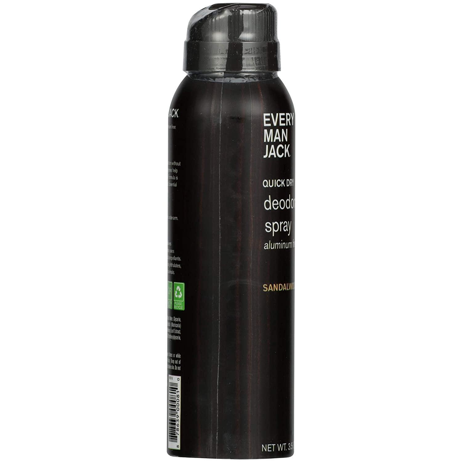 Every Man Jack Spray Deodorant , Sandalwood, 3.5 Ounce Sandalwood 3.5