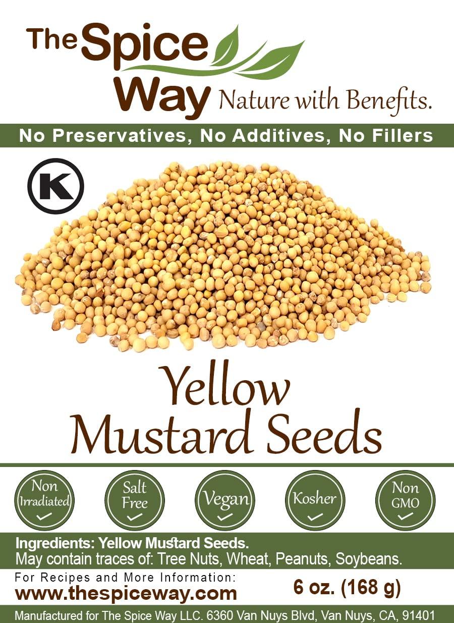 The Spice Way Yellow Mustard Seed ( 6 oz ) whole seeds resealable bag